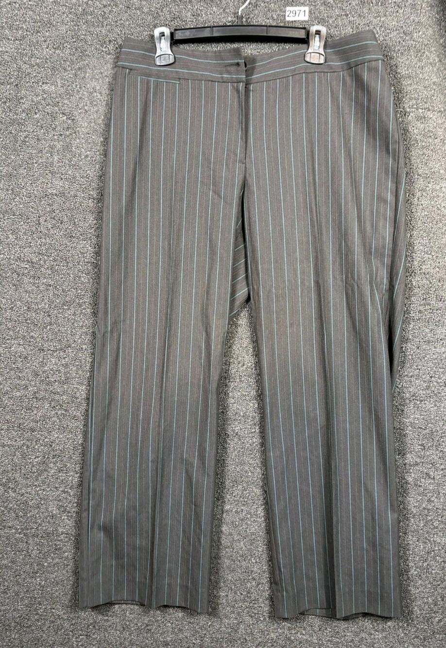 Chico's Dress Pants Women's Size 2.5 US 14 Gray Blue Pinstripe Straight Leg Work